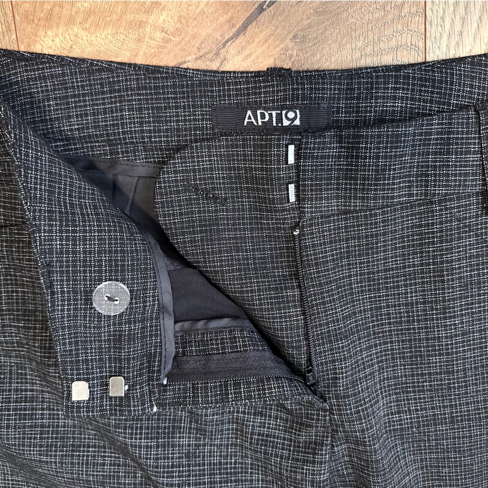 Apt. 9 Black Gray Houndstooth Pattern Flowy Trousers Pants Office Women's 4 P - Picture 5 of 11